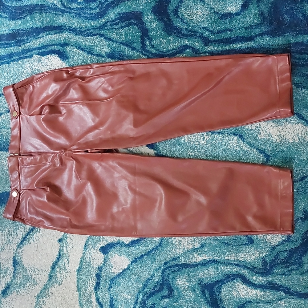 LOFT SIZE 14 FAUX LEATHER CHINOS